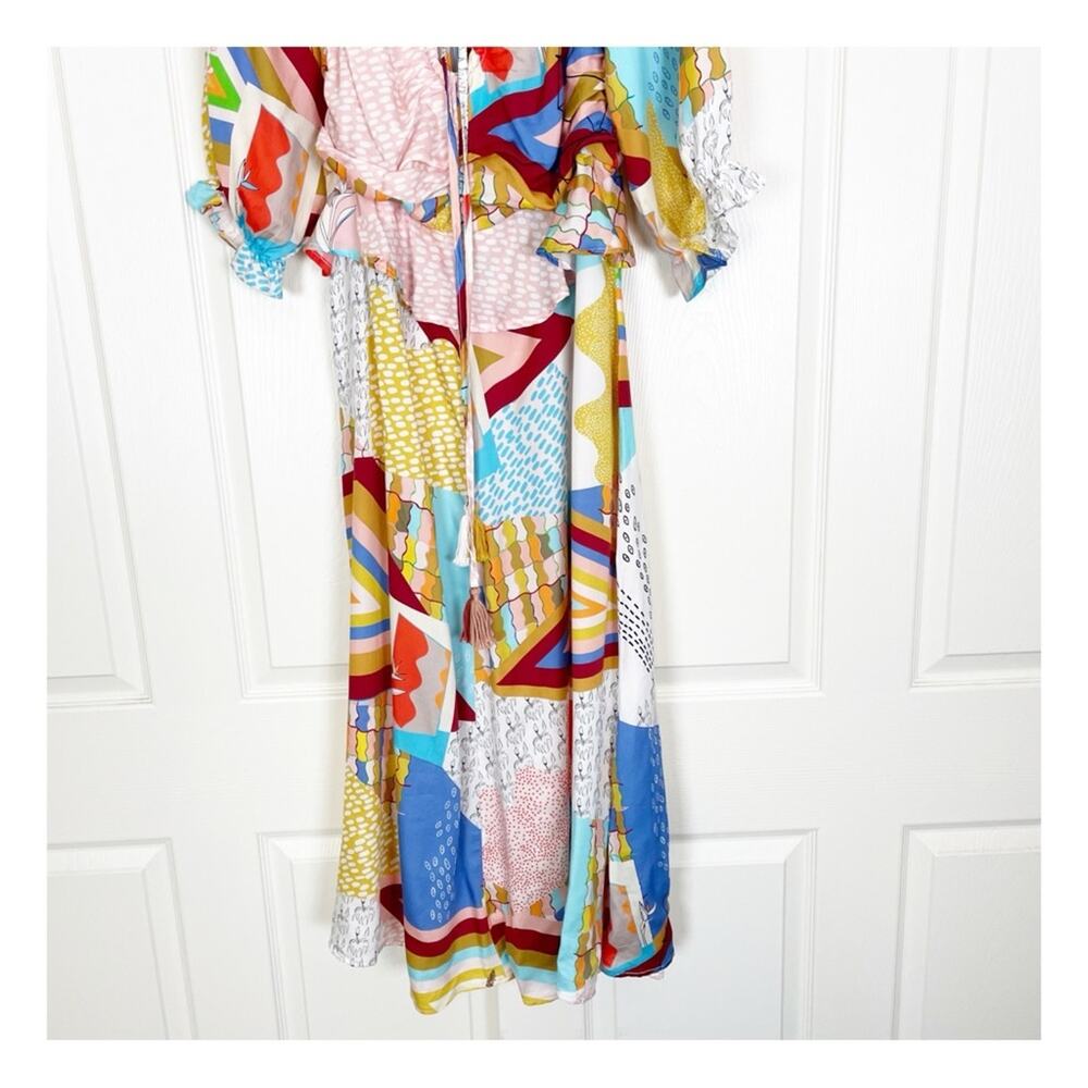 Anthropologie x Asha Eleven Soma Portals Colorful Geo Print Maxi Dress NWT Sz L - Picture 4 of 12